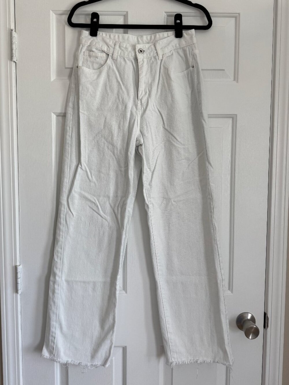 white straight leg jeans